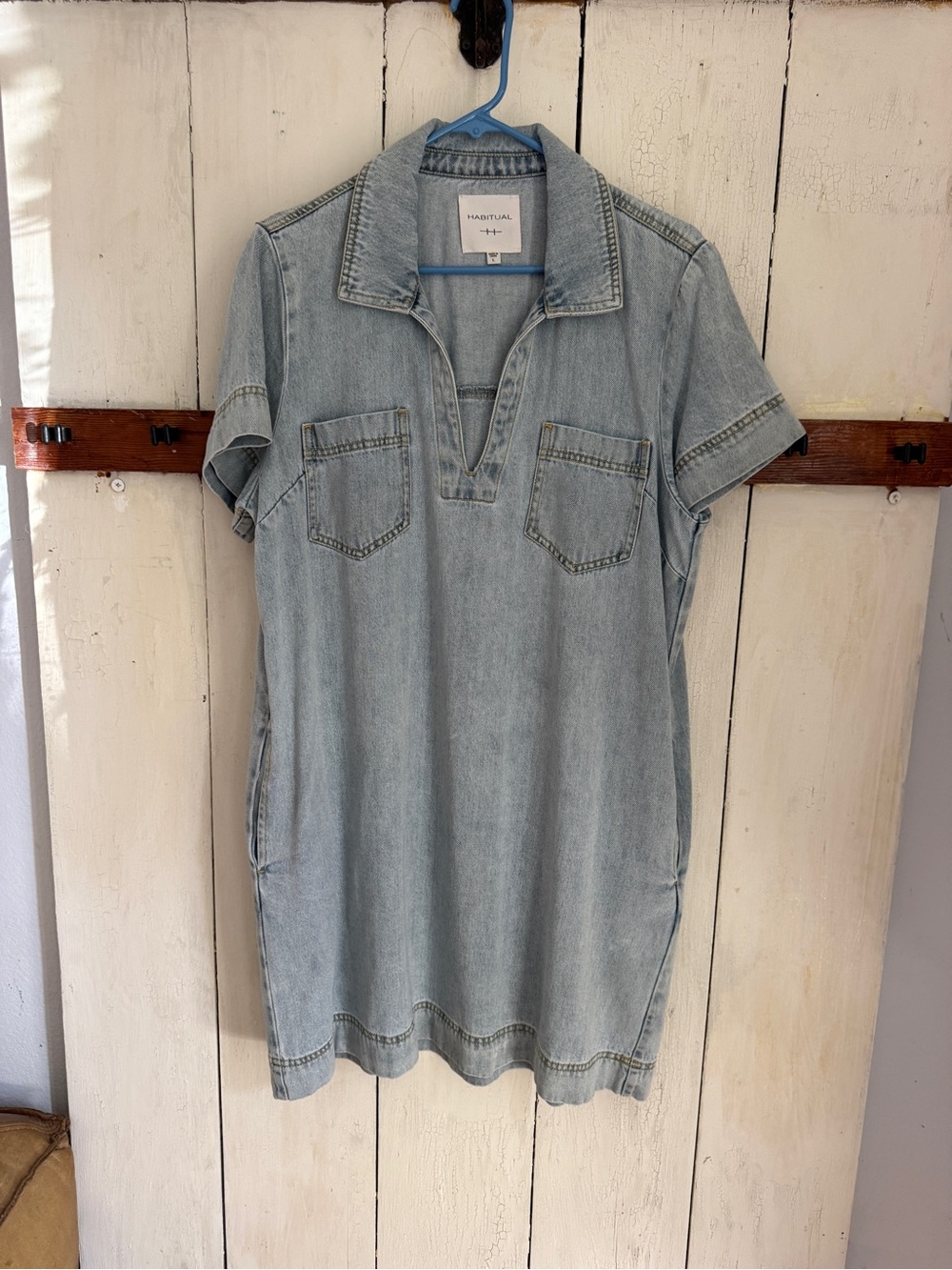 Habitual Light Wash Denim Polo Tunic